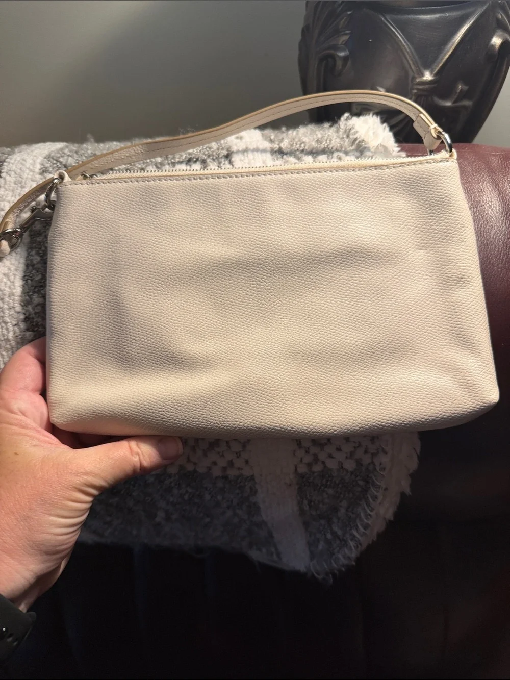Coach clutch set Cream Pebble Leather Shoulder Bag with Blue Floral